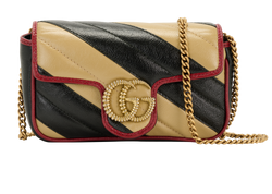 Mini GG Marmont, Leather, Blk/Beige, 496334, DB, 2*